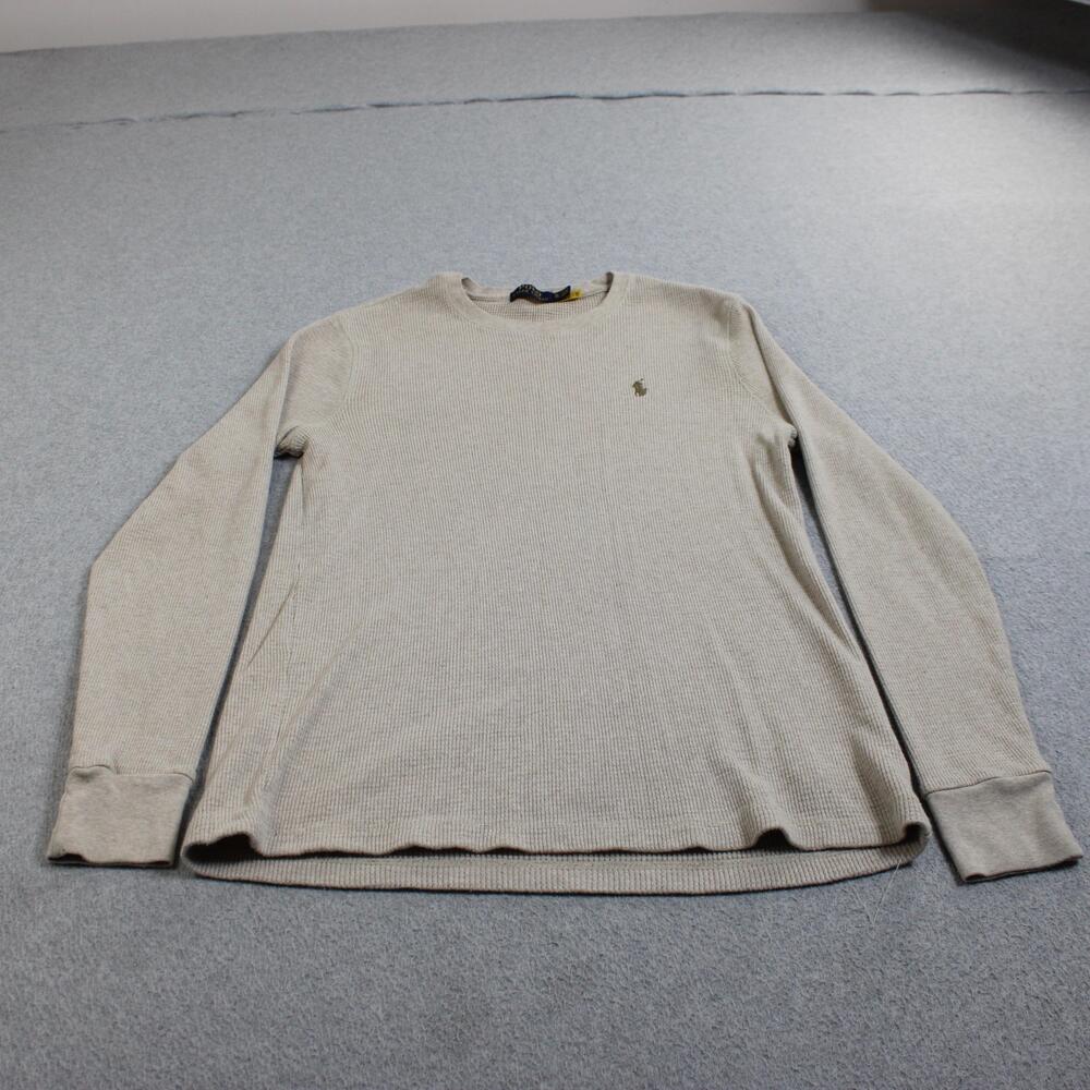 Polo Ralph Lauren Shirt Mens XL Beige Thermal Waffle Knit Long Sleeve Heritage
